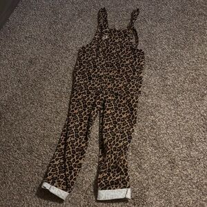 Lucy and Yak Leopard Print Women's Jumpsuit Overalls - Brown